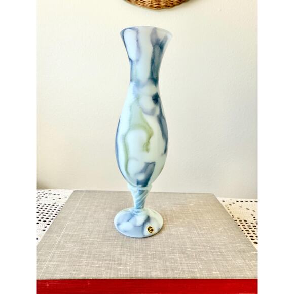 Mid Century Italian Unique Blue and Green Opaline Vase - Picture 4 of 6